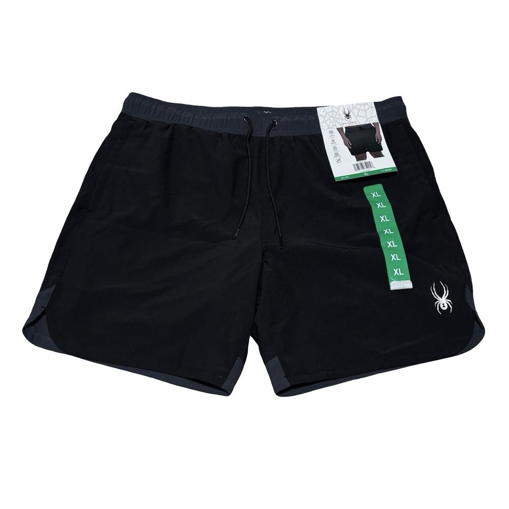 NWT Spyder‎ Men's Swim Trunk Shorts Black Zip Pocket Size XL 38 x 7.5